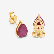 Load image into Gallery viewer, 1.60 Carat Genuine Ruby 10K Yellow Gold Earrings