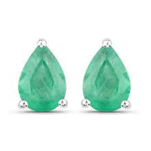 Load image into Gallery viewer, 1.30 Carat Genuine Zambian Emerald 10K White Gold Earrings