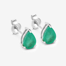 Load image into Gallery viewer, 1.30 Carat Genuine Zambian Emerald 10K White Gold Earrings