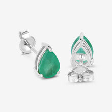 Load image into Gallery viewer, 1.30 Carat Genuine Zambian Emerald 10K White Gold Earrings