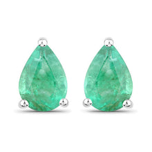 Load image into Gallery viewer, 1.30 Carat Genuine Zambian Emerald 14K White Gold Earrings