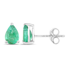 Load image into Gallery viewer, 1.30 Carat Genuine Zambian Emerald 14K White Gold Earrings
