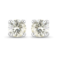 Load image into Gallery viewer, 0.71 Carat Genuine White Diamond 14K White Gold Earrings