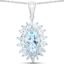 Load image into Gallery viewer, 19.18 Carat Genuine Blue Topaz .925 Sterling Silver 3 Piece Jewelry Set (Ring, Earrings, and Pendant w/ Chain)