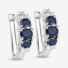 Load image into Gallery viewer, 1.66 Carat Genuine Blue Sapphire and White Topaz .925 Sterling Silver Earrings