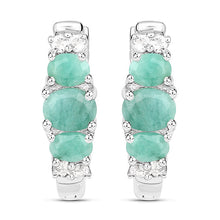 Load image into Gallery viewer, 1.30 Carat Genuine Emerald and White Topaz .925 Sterling Silver Earrings