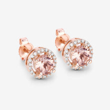 Load image into Gallery viewer, 0.93 Carat Genuine Morganite and White Diamond 14K Rose Gold Earrings