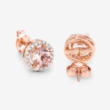 Load image into Gallery viewer, 0.93 Carat Genuine Morganite and White Diamond 14K Rose Gold Earrings
