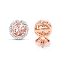 Load image into Gallery viewer, 0.93 Carat Genuine Morganite and White Diamond 14K Rose Gold Earrings
