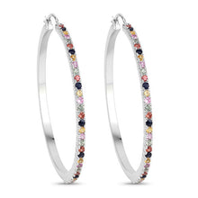 Load image into Gallery viewer, 2.24 Carat Genuine Multi Sapphire .925 Sterling Silver Earrings
