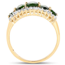 Load image into Gallery viewer, 18K Yellow Gold Plated 2.70 Carat Genuine Chrome Diopside and White Topaz .925 Sterling Silver Ring