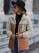 Load image into Gallery viewer, Unique Autumn Leopard Color Block Zip-Up Jacket Trendy Lightweight Jacket with Pockets Charming Winter Jacket