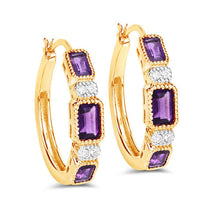 Load image into Gallery viewer, 2.18 Carat Genuine Amethyst and White Topaz .925 Sterling Silver Earrings