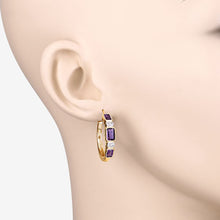 Load image into Gallery viewer, 2.18 Carat Genuine Amethyst and White Topaz .925 Sterling Silver Earrings