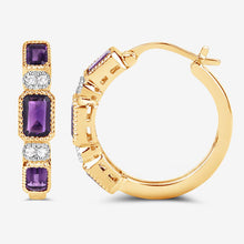 Load image into Gallery viewer, 2.18 Carat Genuine Amethyst and White Topaz .925 Sterling Silver Earrings