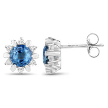 Load image into Gallery viewer, 1.87 Carat Genuine Blue Sapphire and White Diamond 14K White Gold Earrings