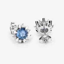 Load image into Gallery viewer, 1.87 Carat Genuine Blue Sapphire and White Diamond 14K White Gold Earrings