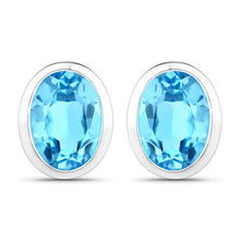Load image into Gallery viewer, 4.00 Carat Genuine Swiss Blue Topaz .925 Sterling Silver Earrings