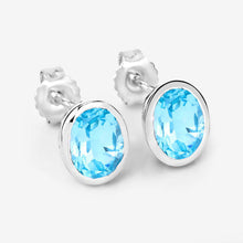 Load image into Gallery viewer, 4.00 Carat Genuine Swiss Blue Topaz .925 Sterling Silver Earrings