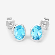 Load image into Gallery viewer, 4.00 Carat Genuine Swiss Blue Topaz .925 Sterling Silver Earrings
