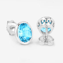 Load image into Gallery viewer, 4.00 Carat Genuine Swiss Blue Topaz .925 Sterling Silver Earrings