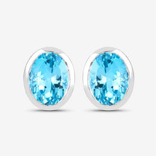 Load image into Gallery viewer, 4.00 Carat Genuine Swiss Blue Topaz .925 Sterling Silver Earrings