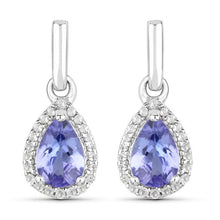 Load image into Gallery viewer, 0.85 Carat Genuine Tanzanite and White Topaz .925 Sterling Silver Earrings