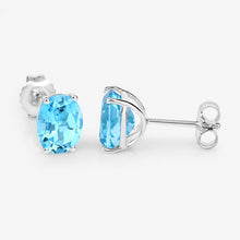 Load image into Gallery viewer, 4.00 Carat Genuine Swiss Blue Topaz .925 Sterling Silver Earrings
