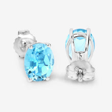 Load image into Gallery viewer, 4.00 Carat Genuine Swiss Blue Topaz .925 Sterling Silver Earrings