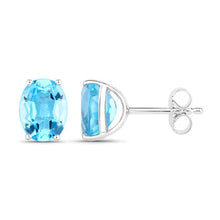 Load image into Gallery viewer, 4.00 Carat Genuine Swiss Blue Topaz .925 Sterling Silver Earrings