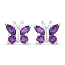 Load image into Gallery viewer, 1.00 Carat Genuine Amethyst .925 Sterling Silver Earrings
