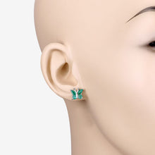 Load image into Gallery viewer, 0.88 Carat Genuine Emerald .925 Sterling Silver Earrings