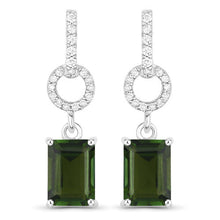Load image into Gallery viewer, 2.28 Carat Genuine Green Tourmaline and White Diamond 14K White Gold Earrings