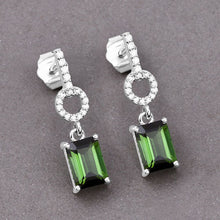 Load image into Gallery viewer, 2.28 Carat Genuine Green Tourmaline and White Diamond 14K White Gold Earrings