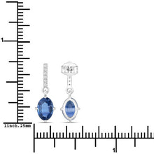 Load image into Gallery viewer, 1.95 Carat Genuine Blue Sapphire and White Diamond 14K White Gold Earrings