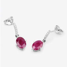 Load image into Gallery viewer, 1.75 Carat Genuine Ruby and White Diamond 10K White Gold Earrings