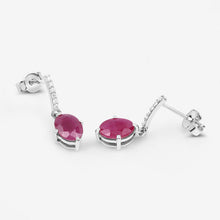 Load image into Gallery viewer, 1.75 Carat Genuine Ruby and White Diamond 10K White Gold Earrings