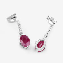 Load image into Gallery viewer, 1.75 Carat Genuine Ruby and White Diamond 10K White Gold Earrings
