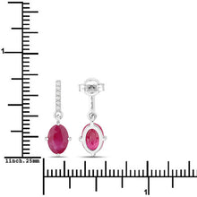Load image into Gallery viewer, 1.75 Carat Genuine Ruby and White Diamond 10K White Gold Earrings