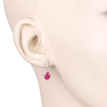 Load image into Gallery viewer, 1.75 Carat Genuine Ruby and White Diamond 10K Yellow Gold Earrings