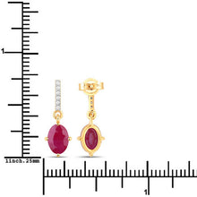 Load image into Gallery viewer, 1.75 Carat Genuine Ruby and White Diamond 10K Yellow Gold Earrings