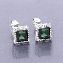Load image into Gallery viewer, 1.55 Carat Genuine Green Tourmaline and White Diamond 14K White Gold Earrings