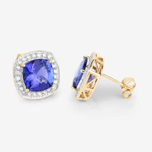 Load image into Gallery viewer, 5.98 Carat Genuine Tanzanite and White Diamond 14K Yellow Gold Earrings