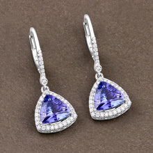 Load image into Gallery viewer, 4.61 Carat Genuine Tanzanite and White Diamond 14K White Gold Earrings