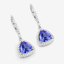 Load image into Gallery viewer, 4.61 Carat Genuine Tanzanite and White Diamond 14K White Gold Earrings