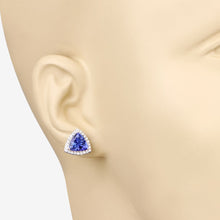 Load image into Gallery viewer, 4.62 Carat Genuine Tanzanite and White Diamond 14K White Gold Earrings
