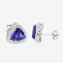Load image into Gallery viewer, 4.62 Carat Genuine Tanzanite and White Diamond 14K White Gold Earrings