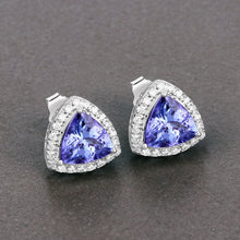 Load image into Gallery viewer, 3.82 Carat Genuine Tanzanite and White Diamond 14K White Gold Earrings