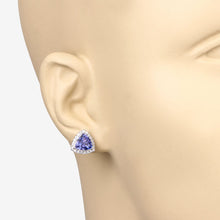 Load image into Gallery viewer, 3.82 Carat Genuine Tanzanite and White Diamond 14K White Gold Earrings