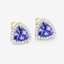 Load image into Gallery viewer, 3.82 Carat Genuine Tanzanite and White Diamond 14K Yellow Gold Earrings